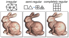 Irregular to completely regular meshing in computer graphics